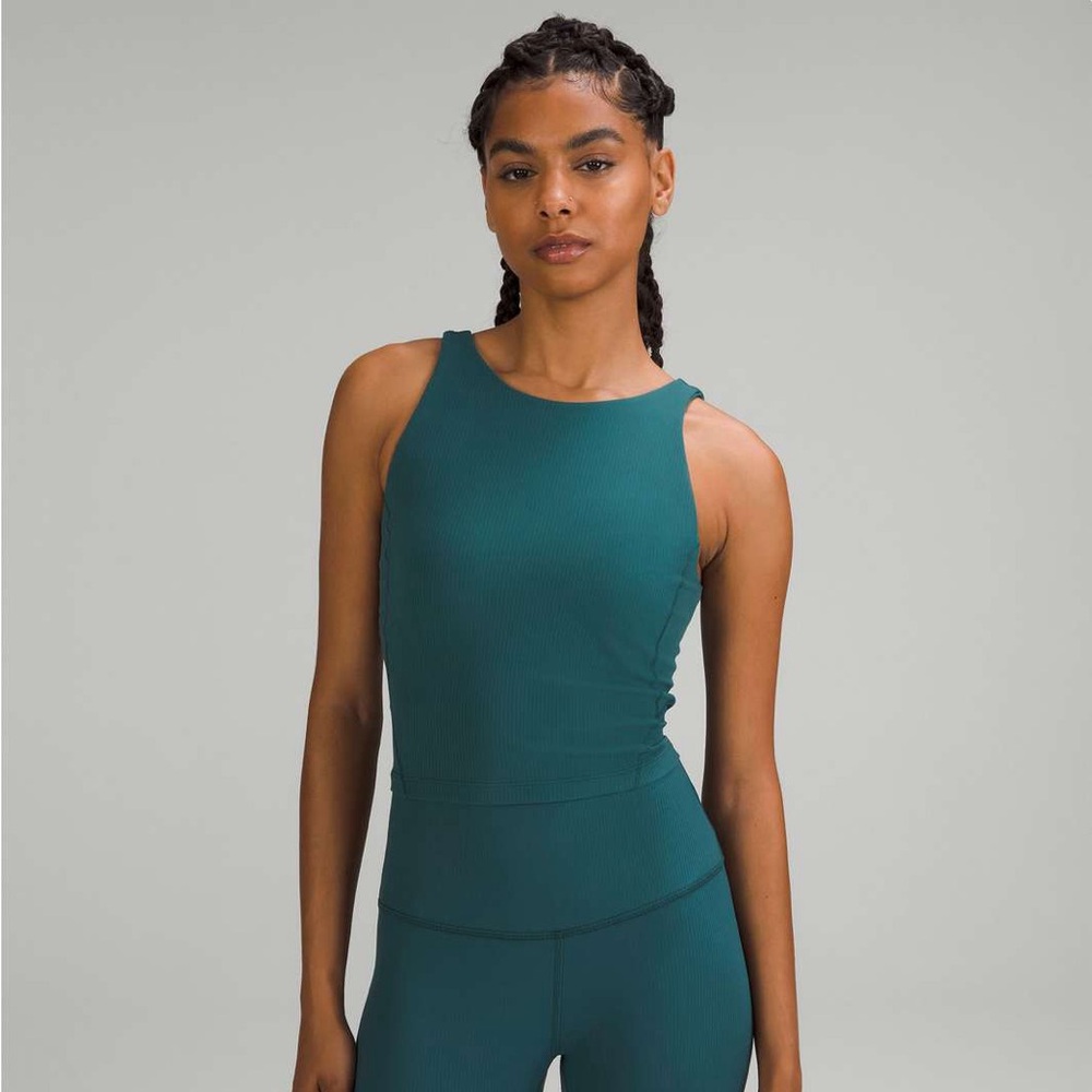 Lululemon Align Ribbed High-Neck Tank Top Green Jasper